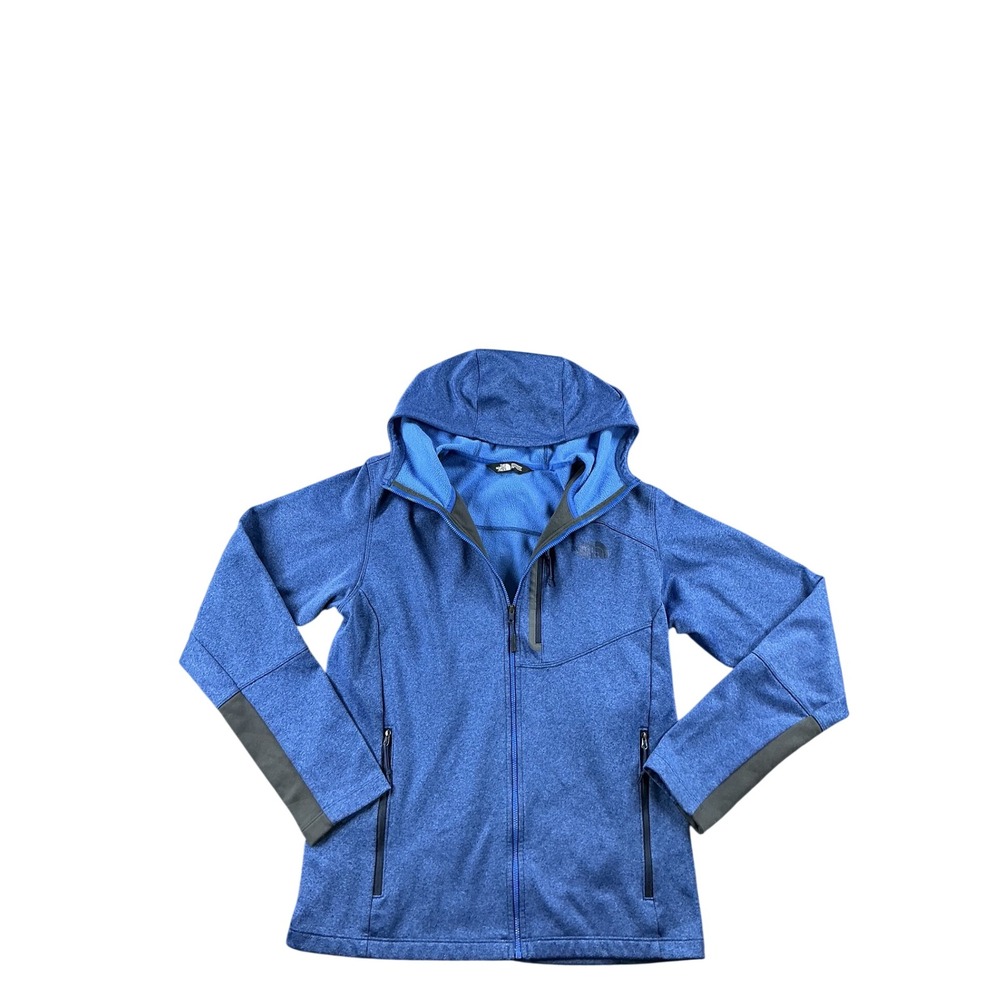 The North Face Mens Blue Heathered Full Zip Fleece Lined Hooded Jacket Size M